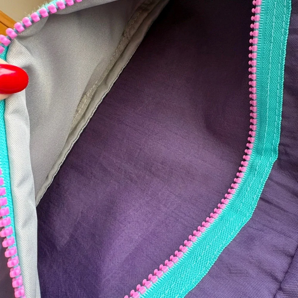 Baggallini Purple Nylon Backpack Teal Pink Zipper Accents Lightweight Travel Bag